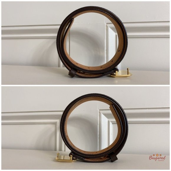 Authentic Louis Vuitton Monogram Canvas Cabochon Gold Logo Buckle Belt 80/32 - Picture 9 of 13